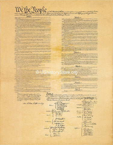 Constitution of the United States 1787 - 12" x 18" Parchment Poster