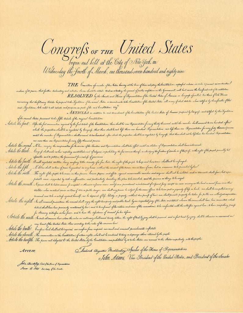 Constitution of the United States 1787 - 12 x 18 Parchment Poster