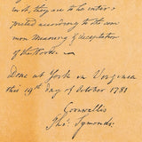 Articles of Capitulation - handwritten copy 1781