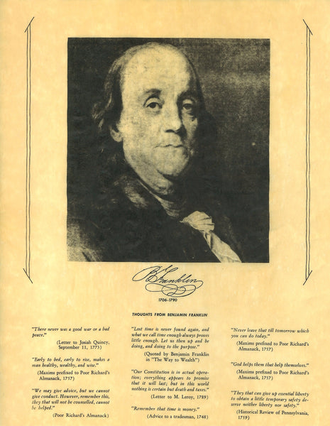 Benjamin Franklin - Portrait and Thoughts
