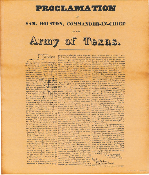 Proclamation of Sam Houston 1835