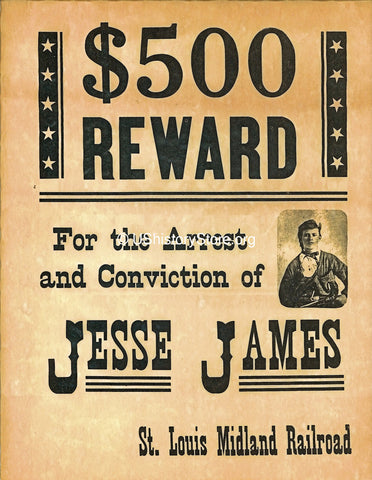 Jesse James $500 Reward Poster