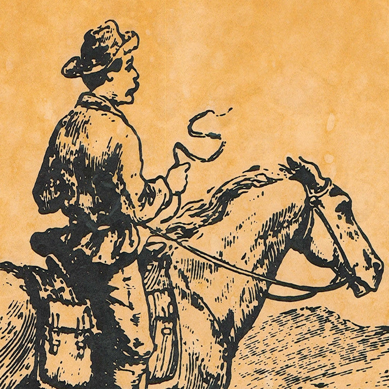 Pony Express」 古き良きアメリカの大陸横断の速達郵便の彫刻