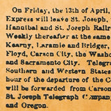 The Pony Express - California to Pikes Peak 1860