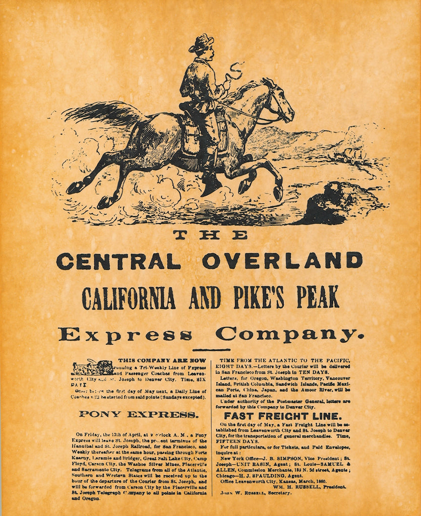 Pony Express」 古き良きアメリカの大陸横断の速達郵便の彫刻