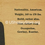 The Sundance Kid $6,500 Reward Wanted Poster 1892