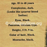 The Sundance Kid $6,500 Reward Wanted Poster 1892