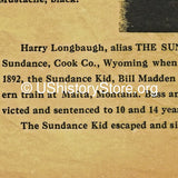 The Sundance Kid $6,500 Reward Wanted Poster 1892