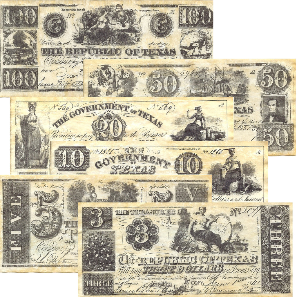 Republic of Texas Replica Currency 1838-1841 – store.ushistory.org