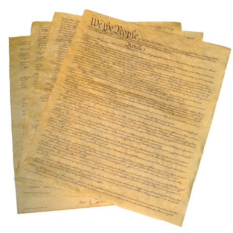 U.S. Constitution on 4 Small Pages (14" x 16" each)