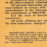 Abraham Lincoln - Assassination Reward Poster, April 20, 1865