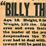 Billy the Kid $5,000 Reward Wanted Poster