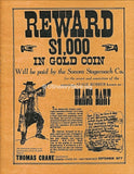 Black Bart $1,000 Reward Wanted Poster 1877