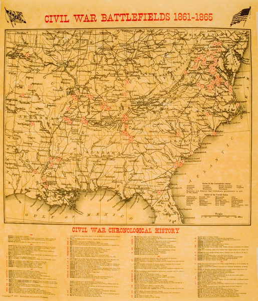 Civil War Battlefields Map Poster [large poster size]
