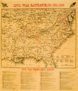 Civil War Battlefields Map Poster [small poster size]