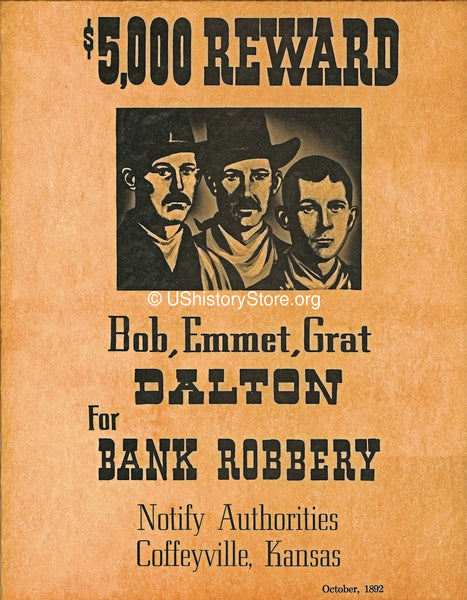 Dalton Brothers $5,000 Reward Wanted Poster 1892