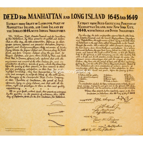 Deeds for Manhattan 1645 & Long Island 1649