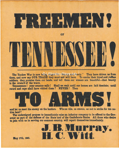 Freemen of Tennesee to Arms Recruiting Poster