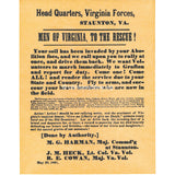 Men of Virginia Civil War Recruiting Poster 1861