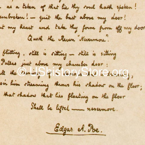 1 the Raven by Edgar Allan Poe in His Own Hand on Faux Parchment