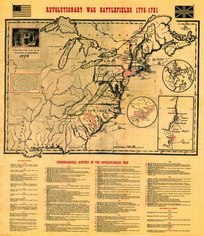 Revolutionary War Battlefields Map [small poster size]