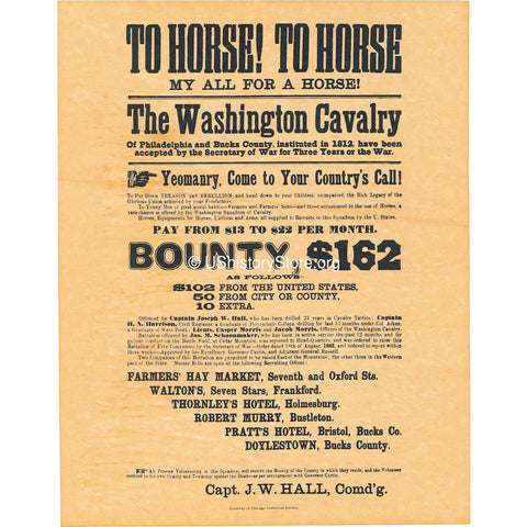 The Washington Cavalry Civil War Recruiting Poster (To Horse, To Horse)